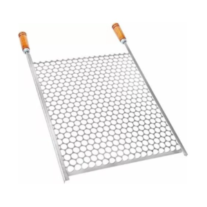 Grelha Churrasco Zincada 60 X 50 Cm Tela Moeda Cabo Mad Gira Lix