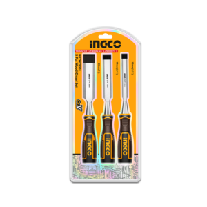 Jogo De Formões Chanfrados Para Madeira C/3 Pc Em Aço Cr-V Ingco Hktwcs301