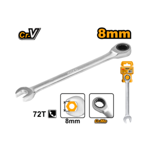 CHAVE COMBINADA COM CATRACA CR-V 08MM INGCO HCSPAR081"