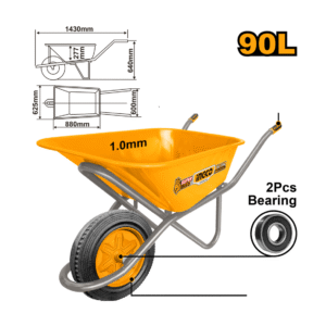 CARRINHO DE MAO 90L PNEU C/CAMERA CAPAC 160KG CHAPA 1,00MM INGCO HHWB418GD