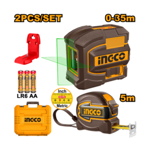 KIT NIVEL A LASER VERDE 35M+TRENA 5M+ESTOJO PL INGCO HLL680081