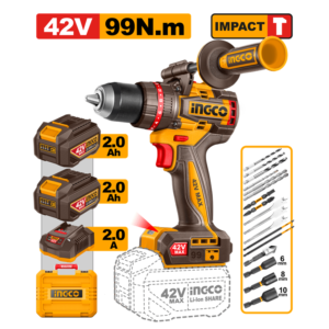 PARAFUSADEIRA E FURADEIRA COM IMPACTO 1/2” 99N.M À BATERIA ÍON-LÍTIO 42V COM 2 BATERIA 2.0AH CIDLI429982-9